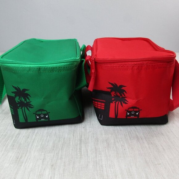 2 x Trader Joe's Mini Insulated Cooler Tote Bag Large Red and Green 1.5 Gallon - Picture 5 of 9